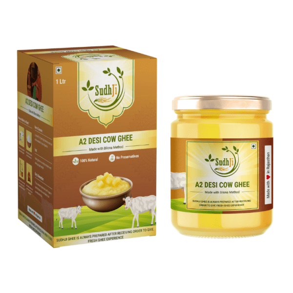 SudhJi 100% Pure A2 Cow Ghee | Traditional Bilona Method | Ayurvedic Ghrita | 1Ltr.