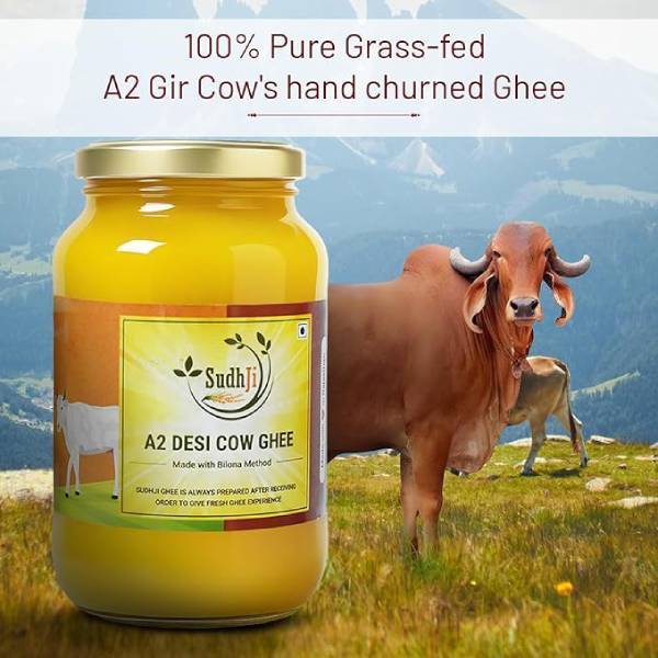 SudhJi 100% Pure A2 Cow Ghee | Traditional Bilona Method | Ayurvedic Ghrita | 1Ltr. - Image 3